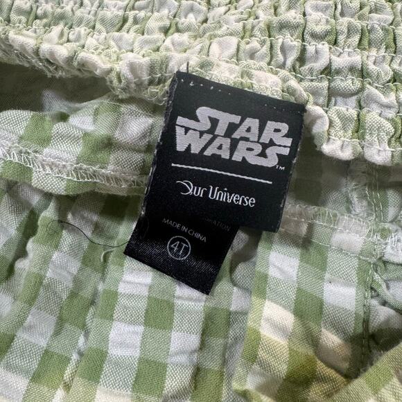 Star Wars Toddler Girl Baby Yoda 4T Green Gingham Romper - Picture 7 of 8